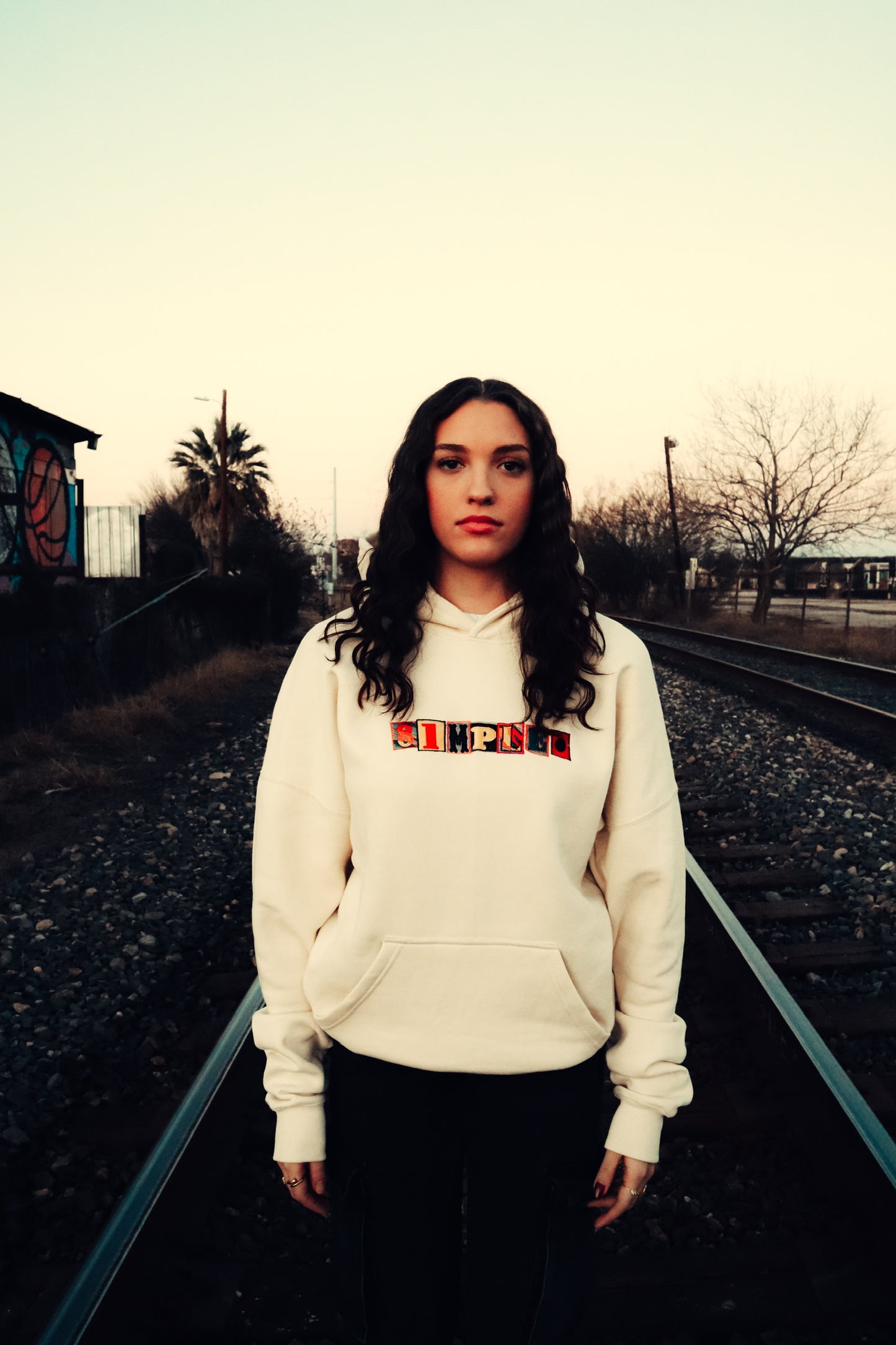LETTER PRESS OVERSIZED HOODIE - CREAM