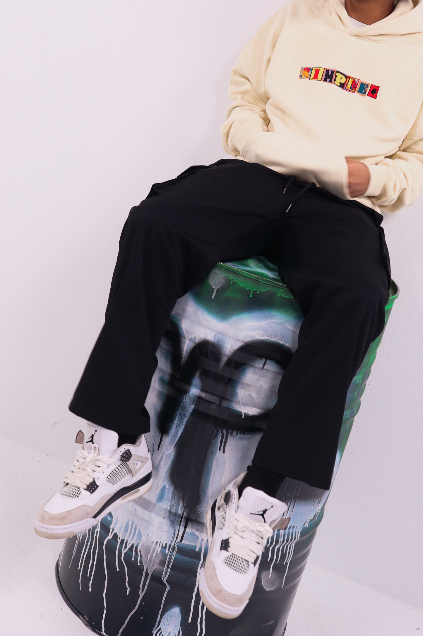 LETTER PRESS OVERSIZED HOODIE - CREAM