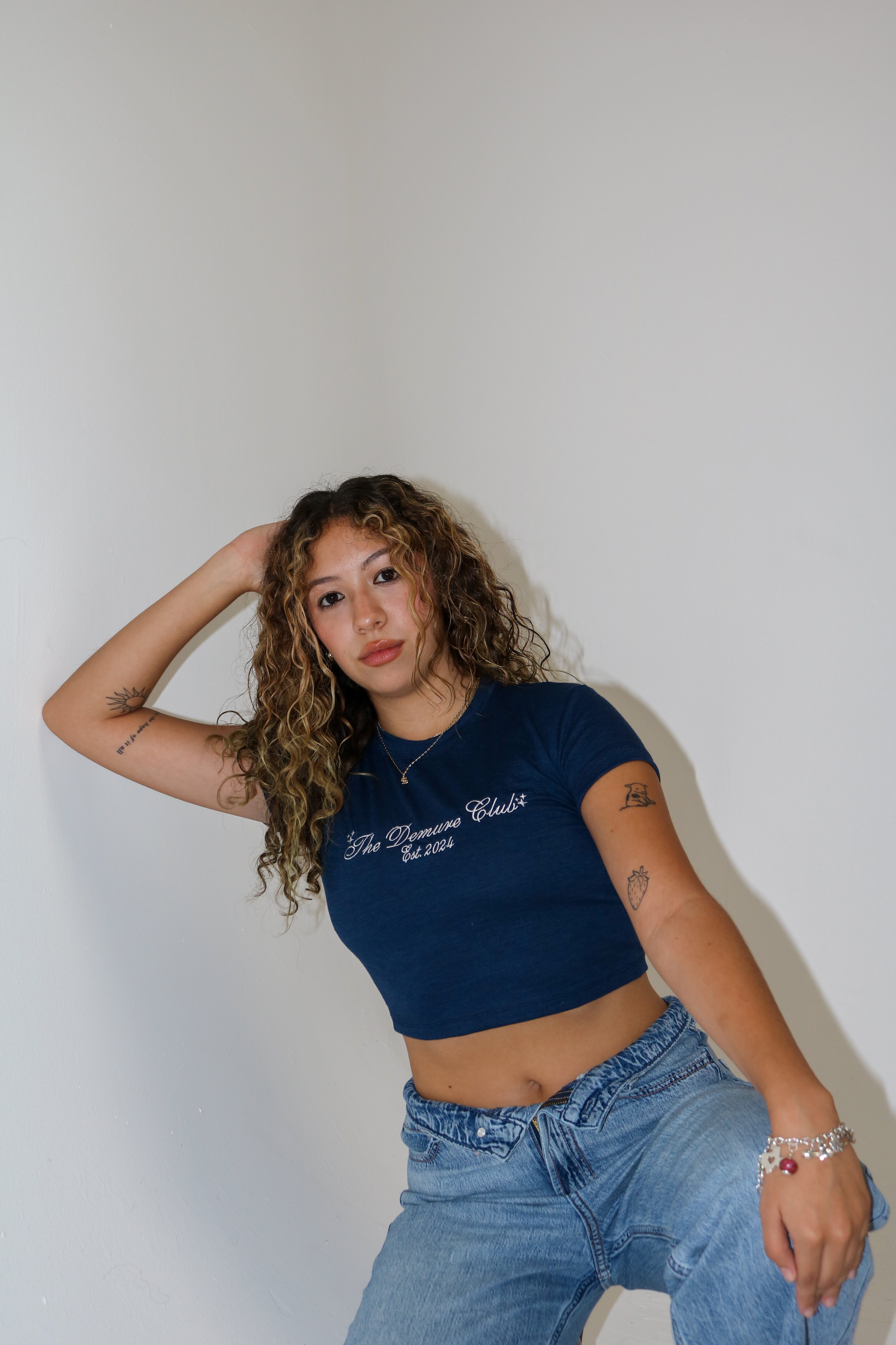 THE DEMURE CLUB BABY TEE - MIDNIGHT BLUE