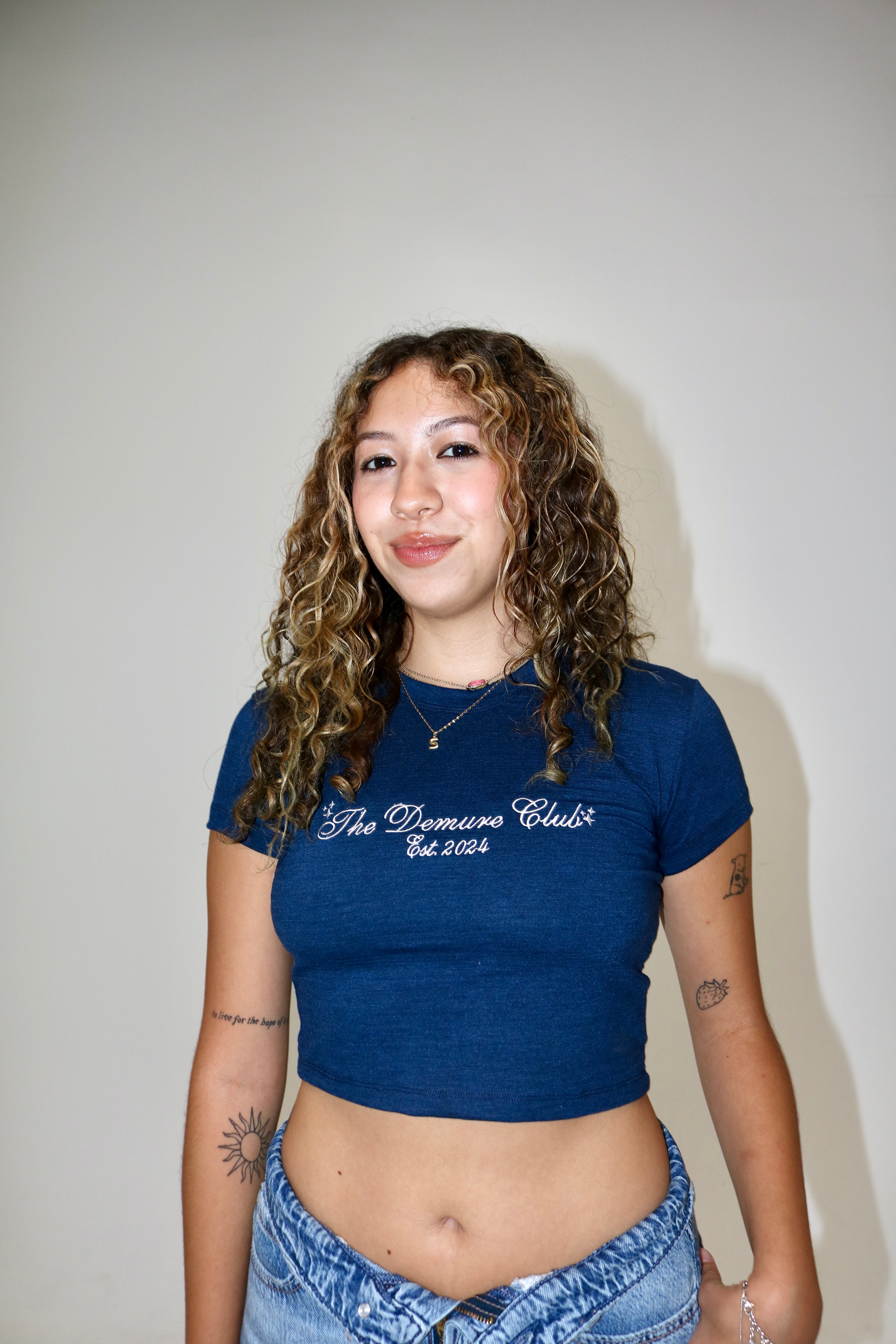 THE DEMURE CLUB BABY TEE - MIDNIGHT BLUE