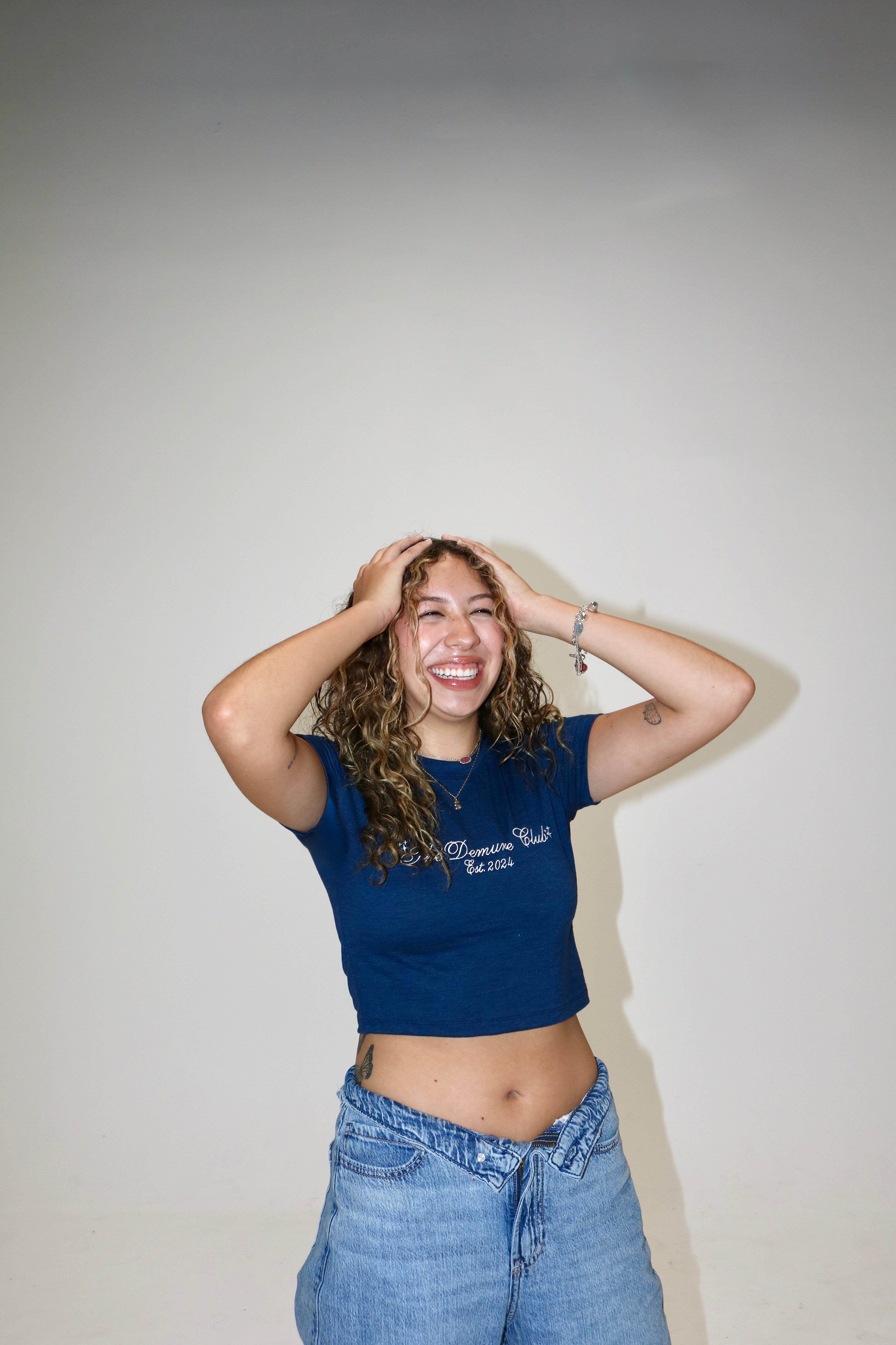 THE DEMURE CLUB BABY TEE - MIDNIGHT BLUE