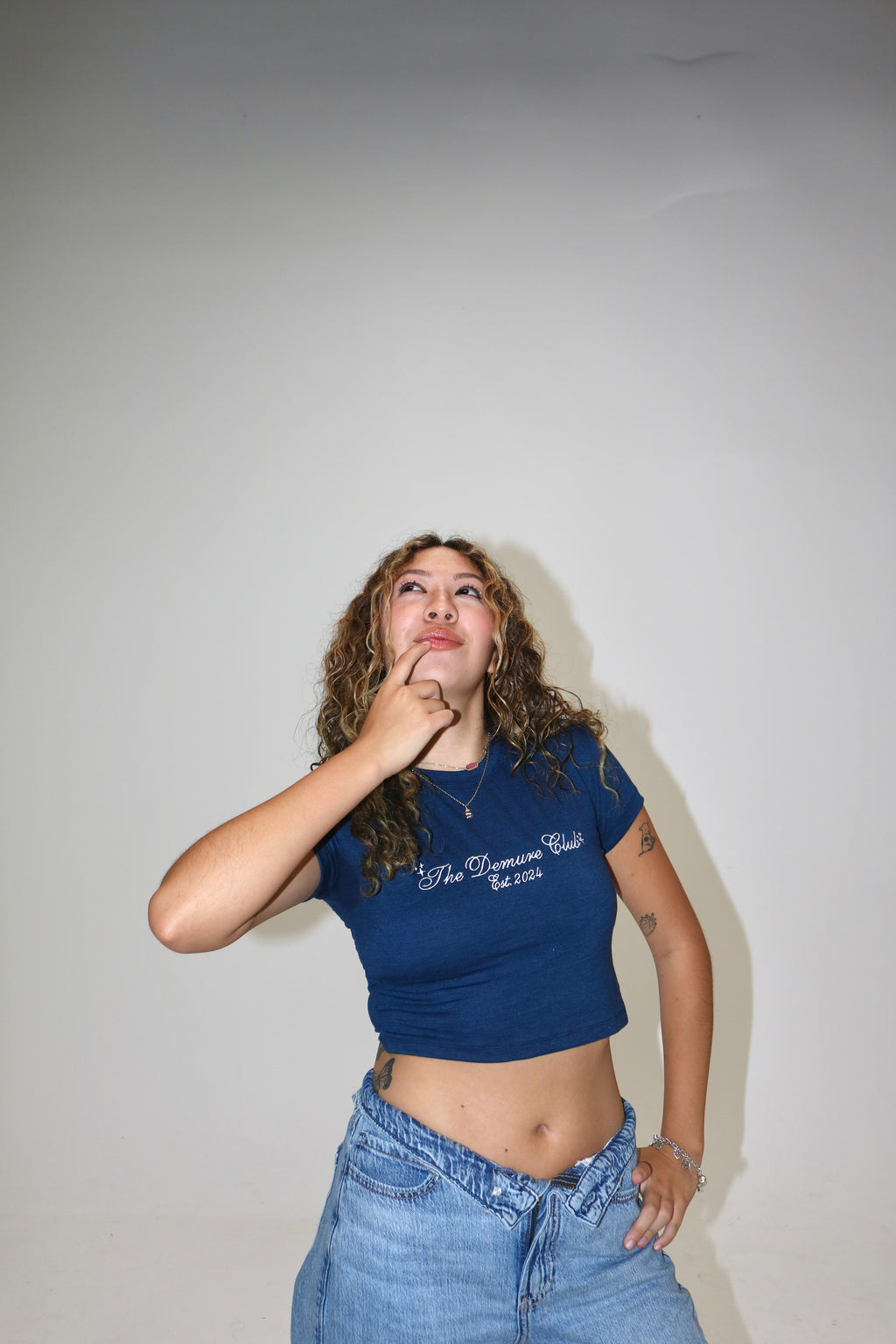 THE DEMURE CLUB BABY TEE - MIDNIGHT BLUE