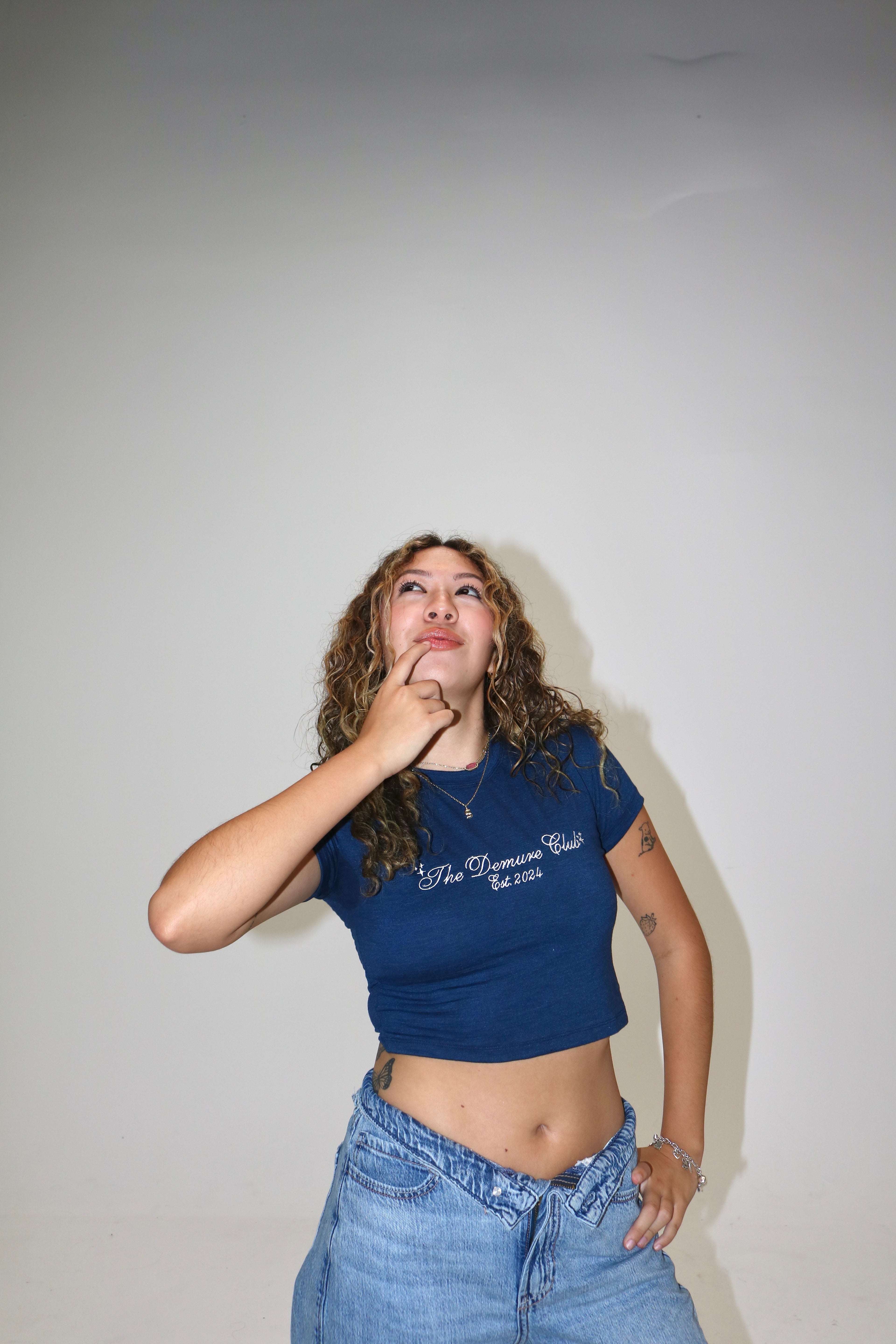 THE DEMURE CLUB BABY TEE - MIDNIGHT BLUE