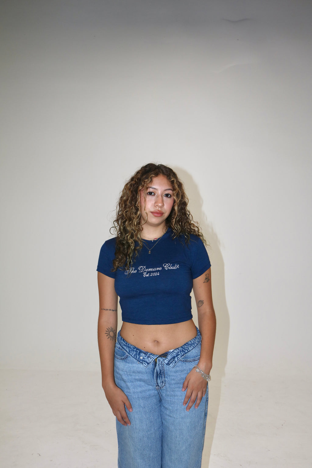 THE DEMURE CLUB BABY TEE - MIDNIGHT BLUE