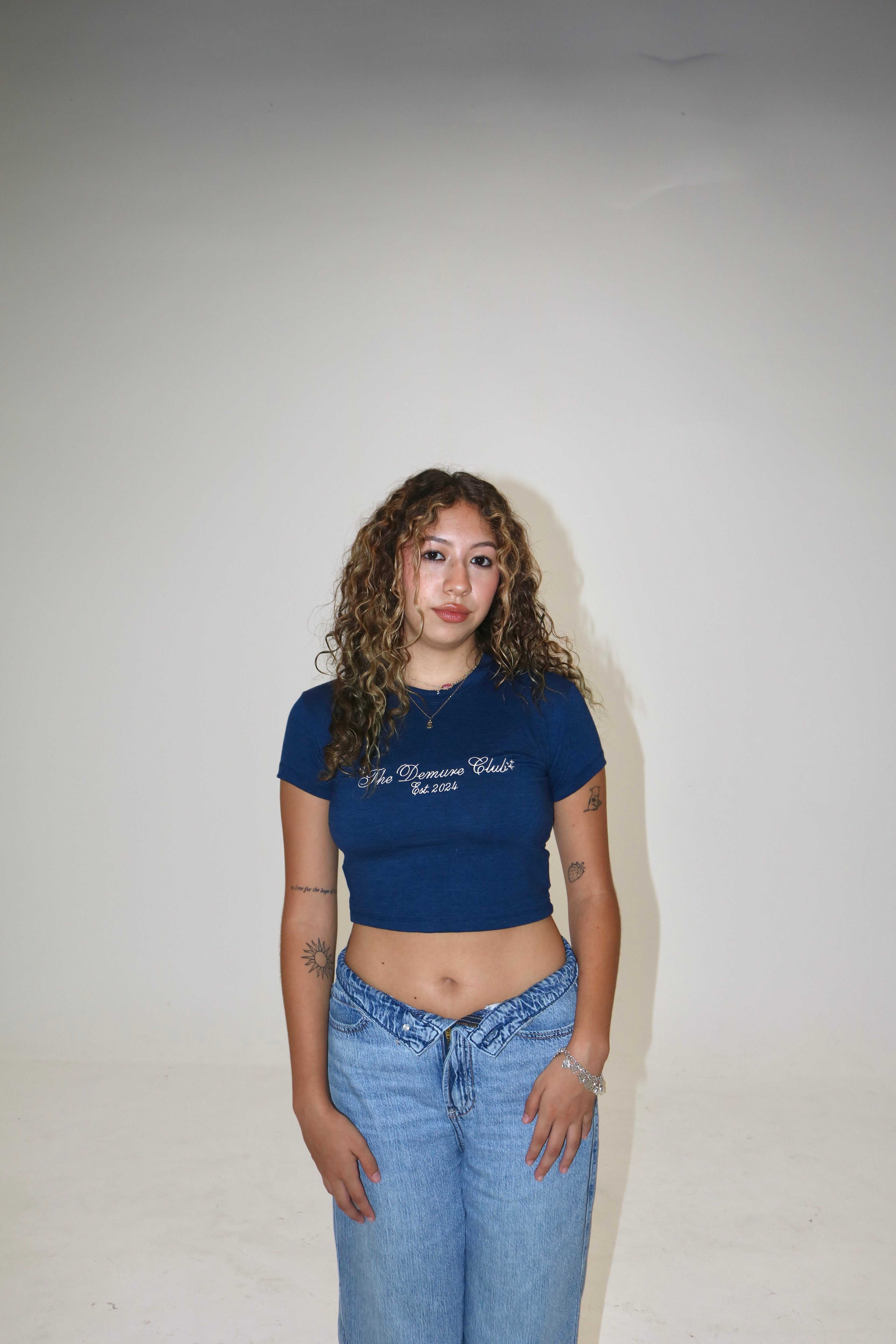 THE DEMURE CLUB BABY TEE - MIDNIGHT BLUE
