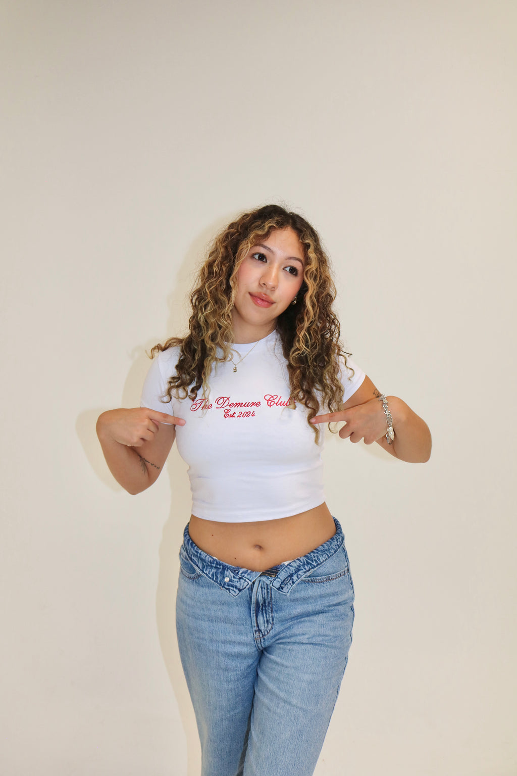 THE DEMURE CLUB BABY TEE - WHITE