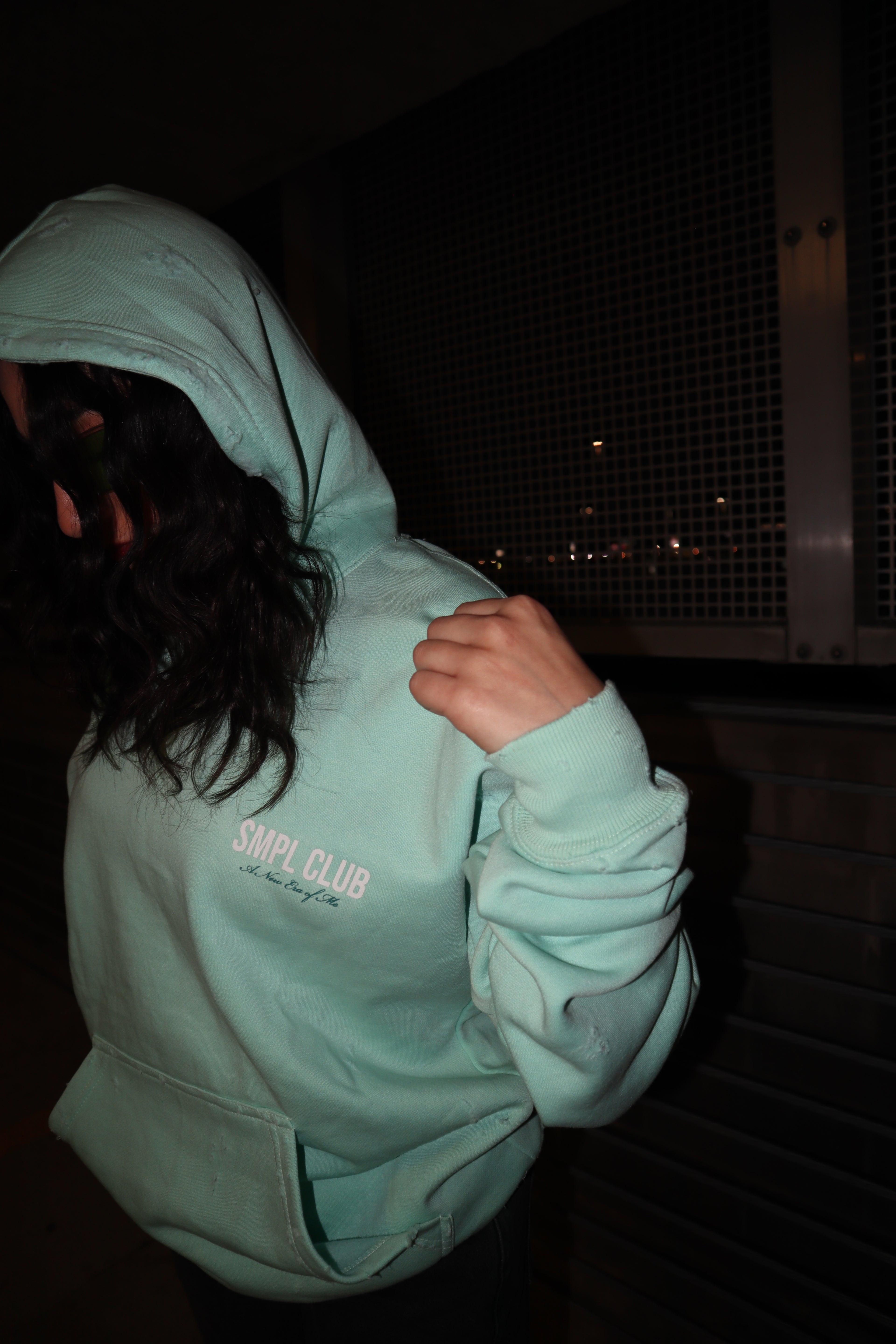 ERA OF REVIVAL OVERSIZED DISTRESSED HOODIE -  MAGIC MINT