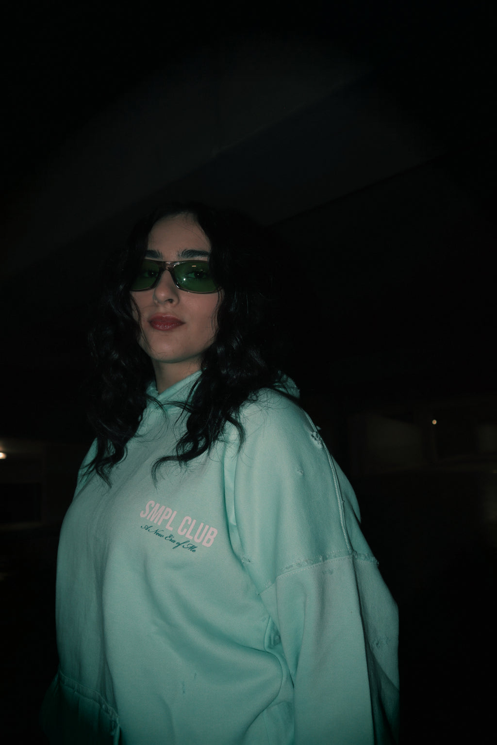 ERA OF REVIVAL OVERSIZED DISTRESSED HOODIE -  MAGIC MINT